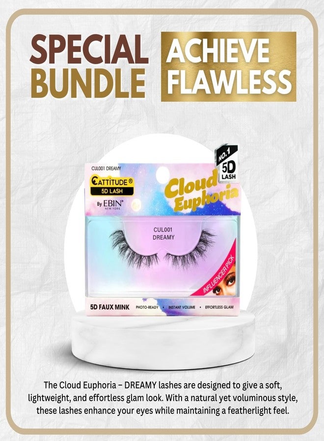 EBIN NEW YORK 5x Cloud Euphoria DREAMY Faux Mink Eyelashes by EBIN NEW YORK Bundle – Lightweight, Wispy, and Volumizing Lash Design for Everyday or Glam Looks – Gift Set (5 Items) - Image 2